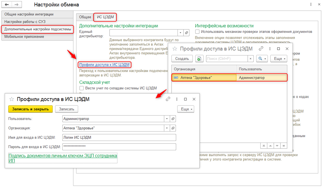 Профиль доступа ИС ЦЭДМ Аптека